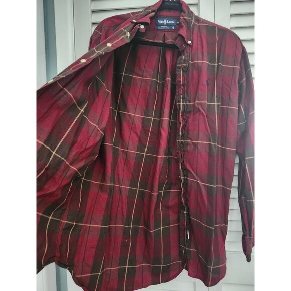 Ralph Lauren Sz S Men's Plaid Lightweight Flannel Shirt Like New Red Black Check - Picture 5 of 8